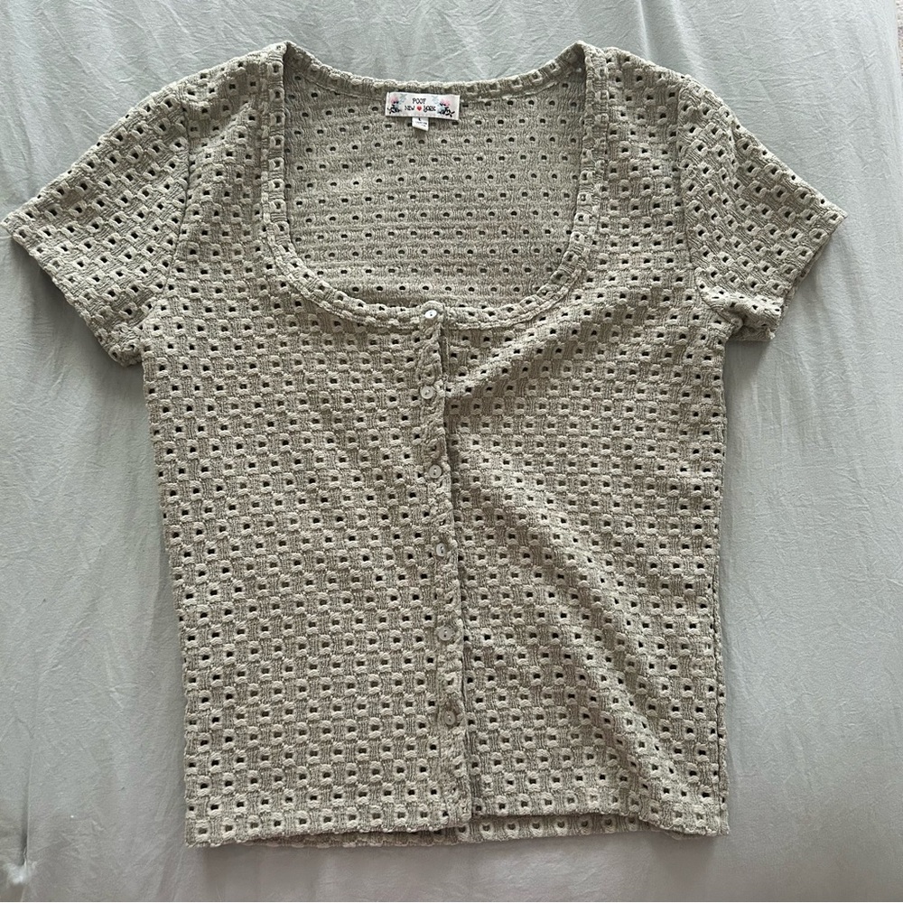 Eyelet Button Down Top